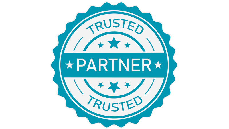 A blue and white badge with the words "Trusted Partner," symbolizing reliability and expertise, possibly in soil erosion solutions.